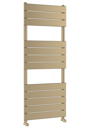 Hudson Reed Piazza Square Flat Towel Radiator 1213x500mm - Brushed Brass (18866)