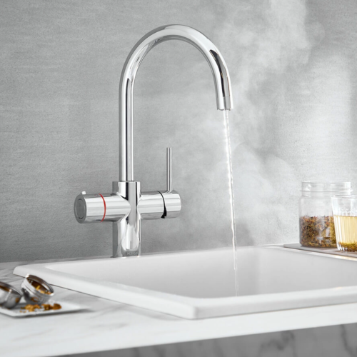 Eliseo Ricci 3 in 1 Swan Spout Instant Boiling Water Kitchen Tap - Chrome