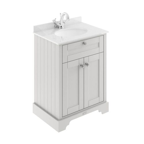 Hudson Reed Old London 600mm Vanity Unit, White Marbletop & 1 Tap Hole Basin - Timeless Sand LOF422 (9879)