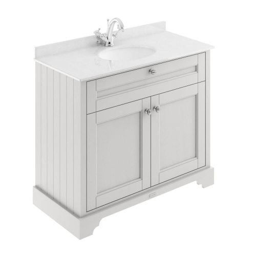 Hudson Reed Old London 1000mm Vanity Unit, White Marbletop & 1 Tap Hole Basin - Timeless Sand LOF477 (8563)