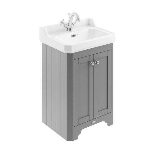 Hudson Reed Traditional Old London Storm Grey 595mm 2-Door Unit & Basin 1 Tap Hole