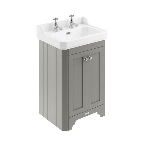 Hudson Reed Traditional Old London Storm Grey 595mm 2-Door Unit & Basin 2 Tap Hole