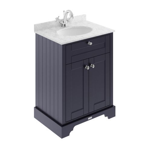 Hudson Reed Old London 600mm Vanity Unit, Grey Marbletop & 1 Tap Hole Basin - Twilight Blue LOF323 (9887)