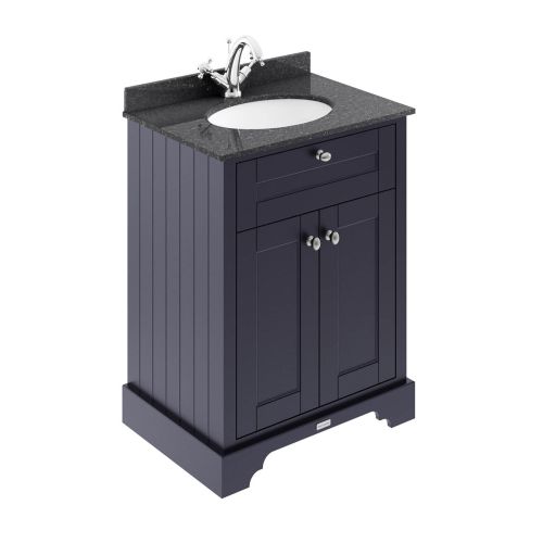 Hudson Reed Old London 600mm Vanity Unit, Black Marbletop & 1 Tap Hole Basin - Twilight Blue LOF321 (9893)