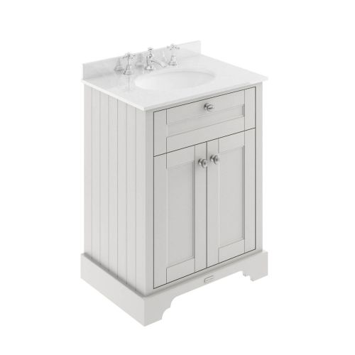 Hudson Reed Old London 600mm Vanity Unit, White Marbletop & 3 Tap Hole Basin - Timeless Sand LOF425 (9882)