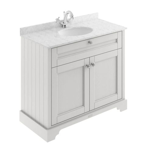 Hudson Reed Old London 1000mm Vanity Unit, White Marbletop & 1 Tap Hole Basin - Timeless Sand LOF478 (8564)