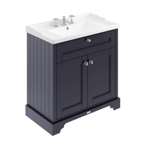 Hudson Reed Traditional Old London Twilight Blue 800mm Cabinet & Basin 3 Tap Hole