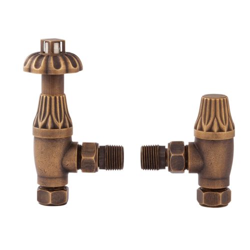 Hudson Reed Thermostatic Radiator Valve Pack - Antique Brass (18515)