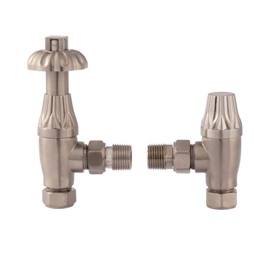 Hudson Reed Thermostatic Radiator Valve Pack - Satin Nickel (18518)