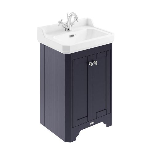 Hudson Reed Traditional Old London Twilight Blue 595mm 2-Door Unit & Basin 1 Tap Hole