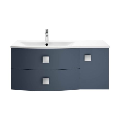 Hudson Reed Sarenna 1000mm Wall Mounted Vanity Unit & Basin - Left Hand - Mineral Blue SAR302L (9921)