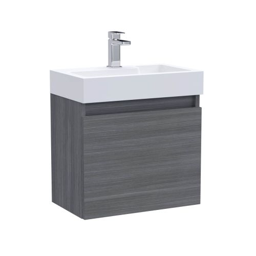 Nuie Slimline 500mm Anthracite Grey Single Door Wall Hung Vanity and Basin