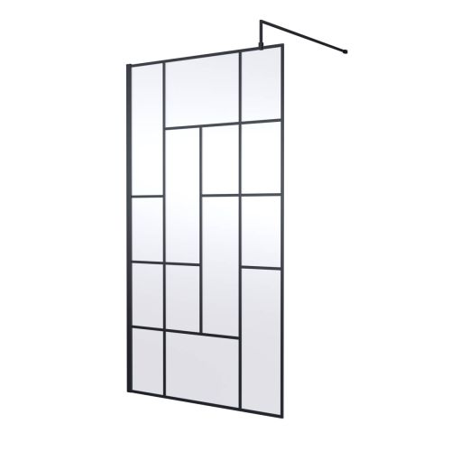 Hudson Reed 1100mm Abstract Frame Wetroom Screen - Matt Black (18629)