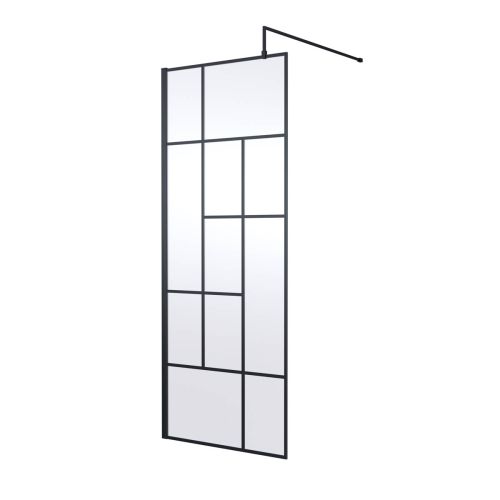 Hudson Reed 800mm Abstract Frame Wetroom Screen - Matt Black (18630)