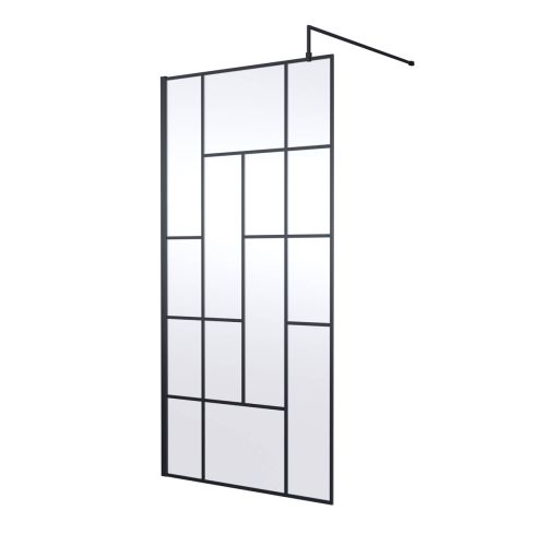 Hudson Reed 1000mm Abstract Frame Wetroom Screen - Matt Black (18631)