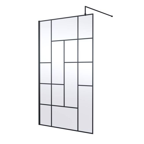 Hudson Reed 1200mm Abstract Frame Wetroom Screen - Matt Black (18632)