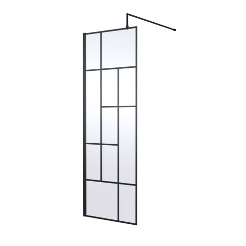 Hudson Reed 700mm Abstract Frame Wetroom Screen  - Matt Black (18663)