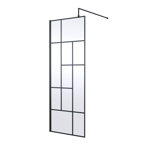 Hudson Reed 760mm Abstract Frame Wetroom Screen - Matt Black (18664)