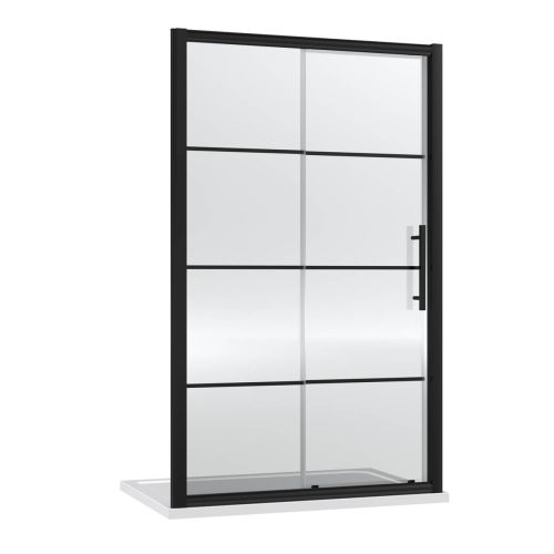 Hudson Reed Apex 1400mm Sliding Shower Door - Matt Black (18677)