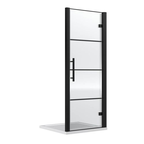 Hudson Reed Apex 900mm Hinged Shower Door - Matt Black (18678)