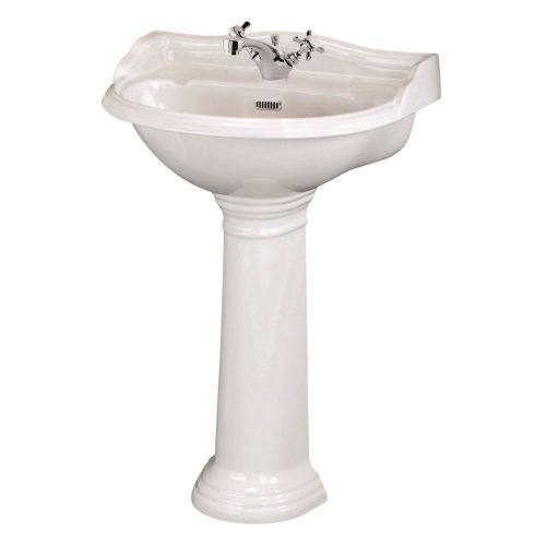 Hudson Reed Chancery 500mm Traditional Round Basin & Pedestal - 1 Tap Hole (18403)