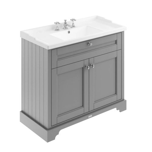 Hudson Reed Traditional Old London Hunter Green 1000mm Cabinet & Basin 3 Tap Hole