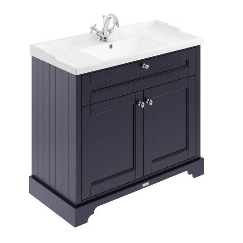 Hudson Reed Old London 1000mm Vanity Unit & Ceramic 1 Tap Hole Basin - Twilight Blue LOF307 (8552)