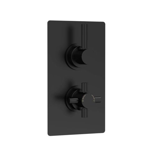 Hudson Reed Tec Pura Twin Thermostatic Shower Valve With Diverter - Matt Black (18771)