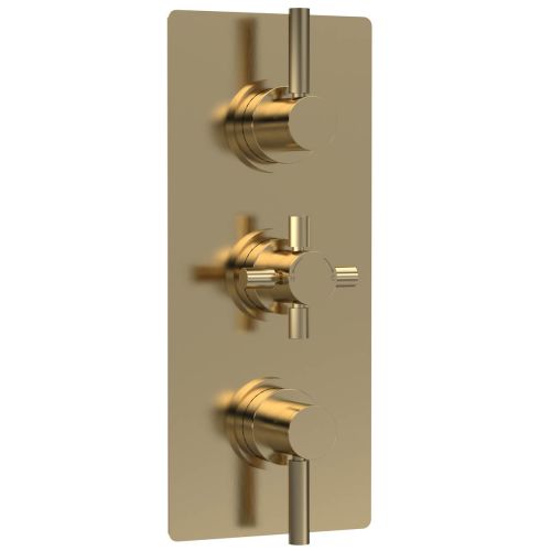 Hudson Reed Tec Pura Triple Thermostatic Shower Valve - Brushed Brass (18773)