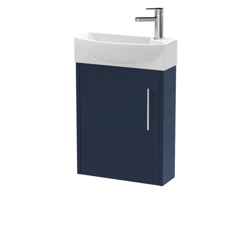 Hudson Reed Juno Compact 440mm Electric Blue Wall Hung 1 Door Unit & 1 Tap Hole Basin LH