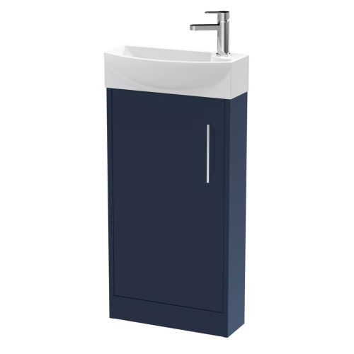 Hudson Reed Juno Compact 440mm Electric Blue Floor Standing 1 Door Unit & 1 Tap Hole Basin LH