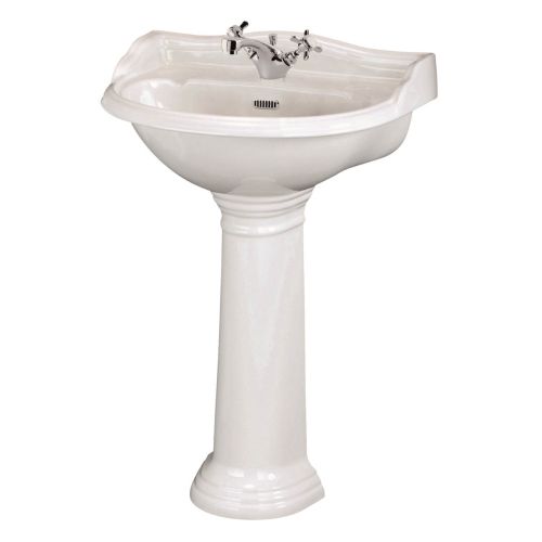 Hudson Reed Chancery 600mm Traditional Round Basin & Pedestal - 1 Tap Hole (18404)