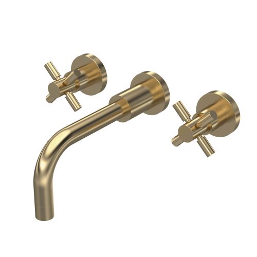 Hudson Reed Tec Crosshead Wall Mounted Basin Mixer - Brushed Brass (18790)