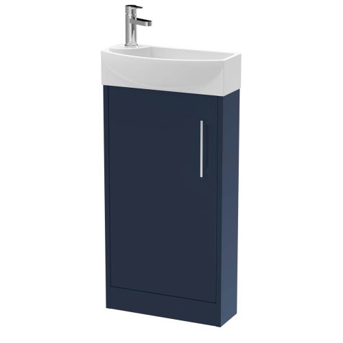 Hudson Reed Juno Compact 440mm Electric Blue Floor Standing 1 Door Unit & 1 Tap Hole Basin RH