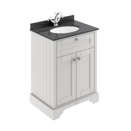 Hudson Reed Old London 600mm Vanity Unit, Black Marbletop & 1 Tap Hole Basin - Timeless Sand LOF421 (9891)