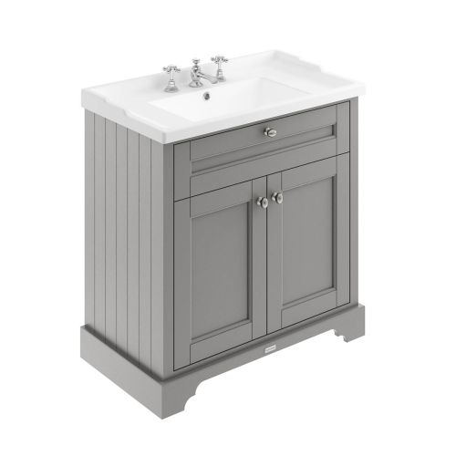 Hudson Reed Traditional Old London Storm Grey 800mm Cabinet & Basin 3 Tap Hole