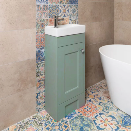 Trillick 400mm Floorstanding 1 Door Vanity Unit & Basin - Duckegg Blue