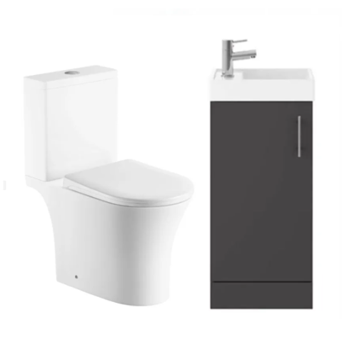 Minuto 400mm Floorstanding Vanity & Toilet - Anthracite