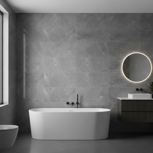 Oxford Grey 30 x 60cm Rectified Polished White Body Tile - 0.9sqm perbox (20532)