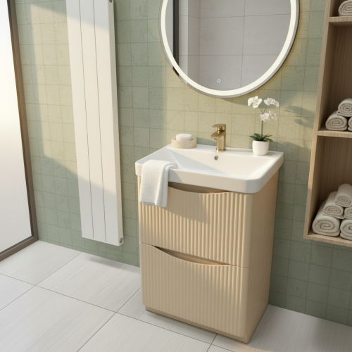 Josef Martin Happi 600mm Fluted Floor Standing Vanity Unit & Basin - Sand