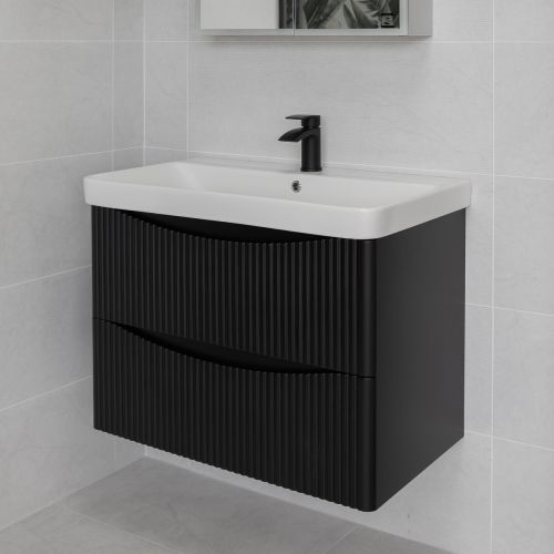 Josef Martin Happi 800mm Fluted Wall Mounted Vanity Unit & Inset Basin - Ember 