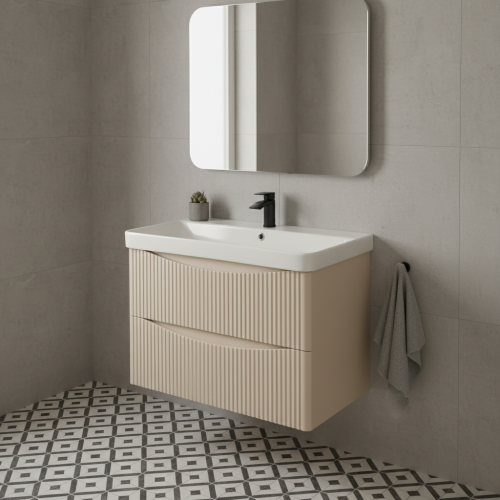 Josef Martin Happi 800mm Fluted Wall Hung Vanity Unit & Basin - Sand