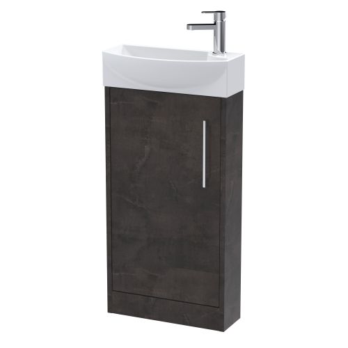 Hudson Reed Juno Compact 440mm Metallic Slate Floor Standing 1 Door Unit & 1 Tap Hole Basin LH