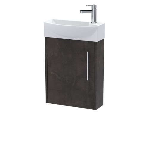 Hudson Reed Juno Compact 440mm Metallic Slate Wall Hung 1 Door Unit & 1 Tap Hole Basin LH