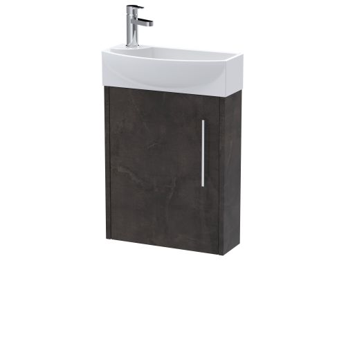 Hudson Reed Juno Compact 440mm Metallic Slate Wall Hung 1 Door Unit & 1 Tap Hole Basin RH