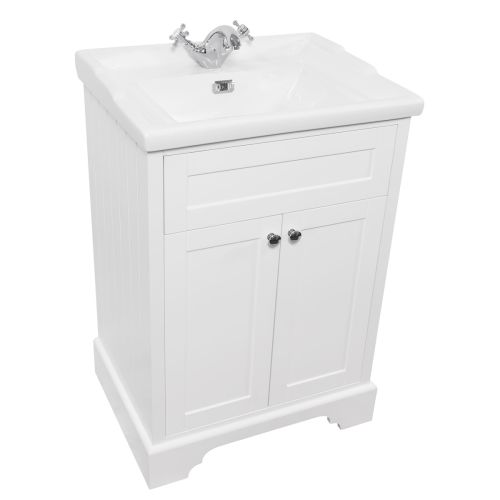 Kingsbury Traditional 600mm Floorstanding Vanity Unit and Basin - White
