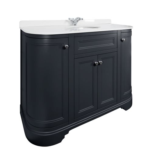 Kingsbury Classic Curved 1200mm Vanity Unit, Marble Worktop & Ceramic Basin - Anthracite (13503)