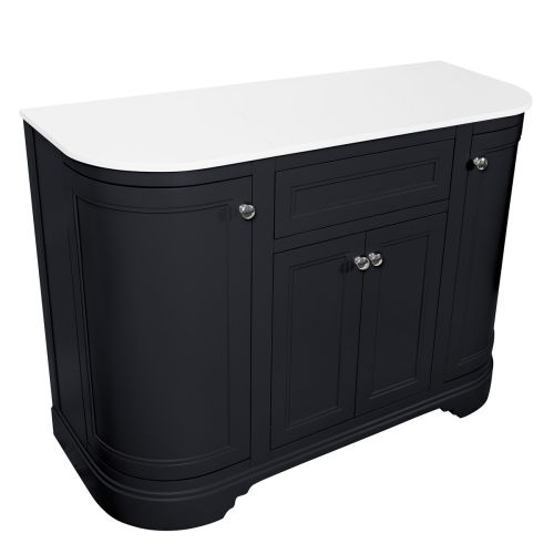 Kingsbury Classic Curved 1200mm Floorstanding Vanity Unit with Marble Worktop - Dark Grey