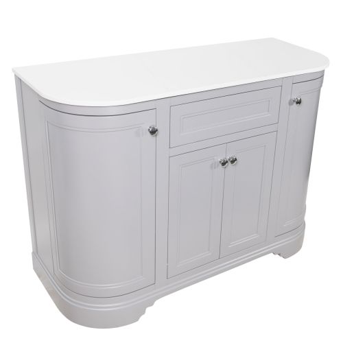 Kingsbury Classic Curved 1200mm Floorstanding Vanity Unit with Marble Worktop - Light Grey