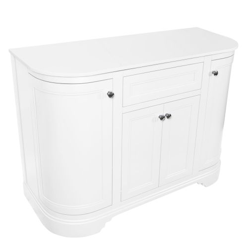 Kingsbury Classic Curved 1200mm Floorstanding Vanity Unit with Marble Worktop - White